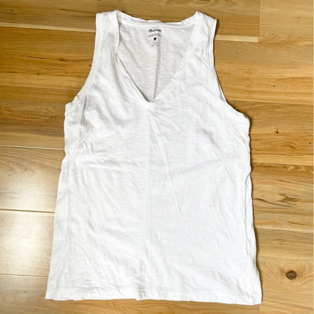 Madewell white v-neck cotton tank